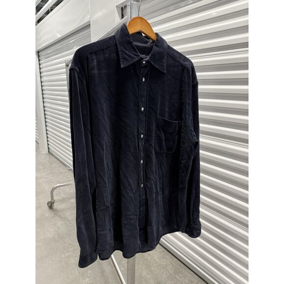 New England Shirt Company Valour Shirt Men Dark Blue Button Front Italian XXL. - Picture 1 of 6